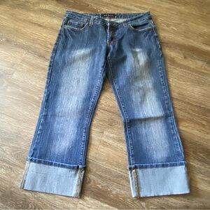 Cielo Jeans Shorts Women’s Size 13 (31) Capris Cuffed Legs Pockets Blue‎